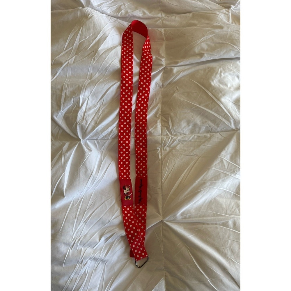 Disney World Minnie Mouse Lanyard Red & White Polkadot Pin Collecting - Picture 4 of 6